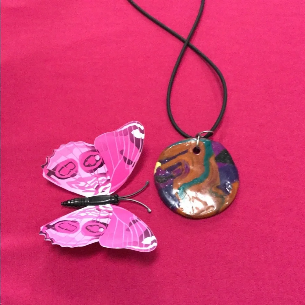 Bohemian Ceramic One of a Kind Handmade Rare Unique Necklace